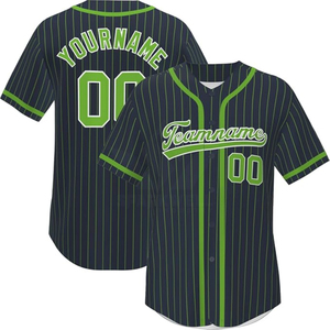 Camiseta de Béisbol Personalizada con Rayas Azules y Ribete Naranja, Manga Corta, Transpirable, de Poliéster, para Hombre, con Nombre del Equipo 00, Impresión Sublimada - Product Image 5