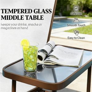 Sillón Doble de Exterior Color Blanco Crema con Mesa para Jardín o Patio - Product Image 4