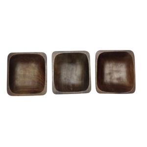 Ensemble de 3 plateaux carrés en bois d'acacia noyer foncé uniques personnalisés de la collection de luxe 2023 de qualité supérieure pour servir des aliments - Product Image 2