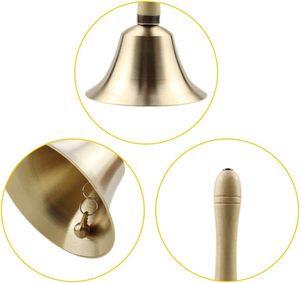 Campana de mano de latón de última generación, campana de mano premium con mango de madera para decoración de hogar de lujo, rituales de templo, meditación, sonido claro, llamadas. - Product Image 3