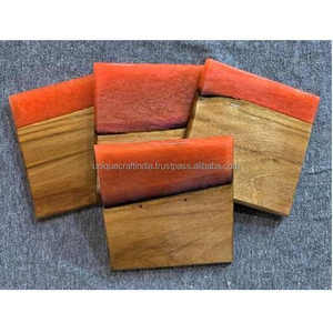 Posavasos de resina epoxi de madera de Acacia cuadrado recién llegado suministro directo de fábrica personalizado diseño único para el hogar, fiesta - Product Image 4