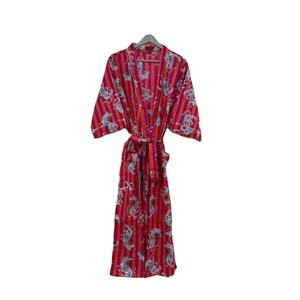 Wholesale Indian Cotton Handmade Bathrobe Maxi <b>Kimono</b> New Floral Print Summer Sleepwear Boho <b>Long</b> <b>Kimono</b> for Hotel Spring - Product Image 3