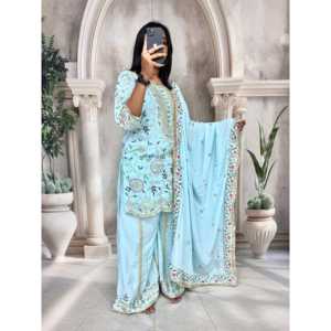 Magnifique ensemble haut et bas pour soirée avec dupatta, taille XL - Product Image 2