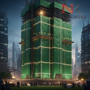 Bâche de protection pour tente d'événement extérieur, en tissu laminé croisé, imperméable, stabilisée aux UV, résistante aux déchirures, matériau de tente robuste - Product Image 1