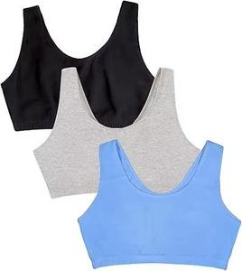 เสื้อชั้นในกีฬาผู้หญิงแบบแห้งเร็ว ป้องกันแบคทีเรีย มีโลโก้ด้านหน้า สำหรับโยคะ ฟิตเนส ออกกำลังกาย แบบไร้สาย ซัพพอร์ตปานกลาง ดีไซน์เก๋ไก๋ - Product Image 1