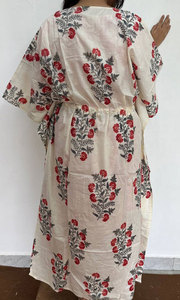 Women's Premium Cotton <b>Kaftan</b> Dress with Artistic Printed Design and Easy Fit Silhouette - Product Image 5