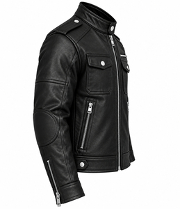 Veste en cuir pour homme, style streetwear, imperméable, respirante, écologique, pour l'hiver, unie, avec fermeture éclair, best-seller, personnalisable - Product Image 5