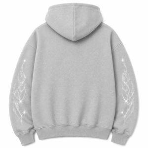 Sweat à capuche personnalisé avec strass en forme de flamme, surdimensionné, en molleton de coton épais, style streetwear Y2K - Product Image 6
