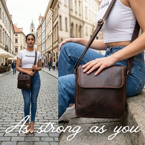 Women’s Genuine Leather Crossbody Bag – Medium Size Shoulder Vintage Office & Travel Bag with Zipper Closure - Product Image 5
