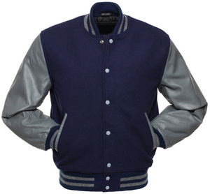 เสื้อแจ็คเก็ตวาร์ซิตี้ชาย แขนหนัง ย้อมสีพื้น พร้อมบริการ OEM - Product Image 6