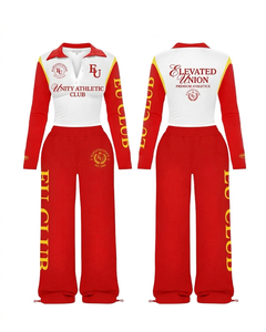 Conjunto de camiseta premium de algodón y spandex de 220 GSM con paneles raglán y pantalones acampanados en negro, blanco y rosa con serigrafía de logotipo personalizado para mujer. - Product Image 6