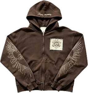 Black Cropped Zip Up Hoodie Men's Oversized Cotton Blend <b>Sweatshirt</b> Embroidered Patch Washed Streetwear - Product Image 6
