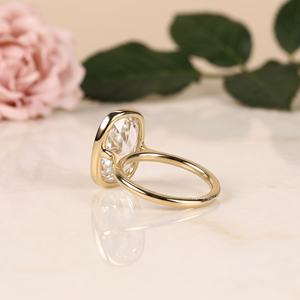 925 <b>Sterling</b> <b>Silver</b> Bezel <b>Set</b> Oval Moissanite <b>Ring</b> Gold Plated Solitaire Engagement <b>Ring</b> Minimalist Fine Jewelry for Women Gifts - Product Image 2