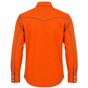 2026 Custom Brand Men's Orange Cotton Western Style Welding Workwear <b>Shirt</b> <b>Flame</b>-Retardant Breathable Comfortable Contrast - Product Image 2