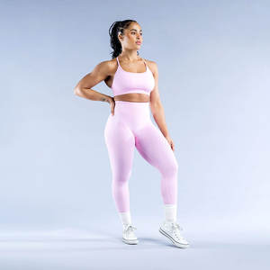 Conjunto de sujetador deportivo de dos piezas para mujer con logo personalizado en la cintura, estampado de letras, para gimnasio y yoga - Product Image 3