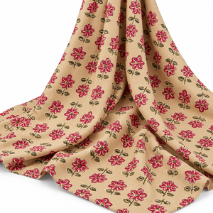 Tissu en voile de coton imprimé à la main, léger, motif floral rose, pour robe et vêtements - Product Image 5