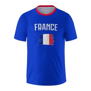 Camiseta de Fútbol de Francia para Hombre, Azul, Manga Corta, Cuello Redondo, Diseño de Bandera con Impresión Digital, Ropa Deportiva Transpirable de Poliéster - Product Image 2