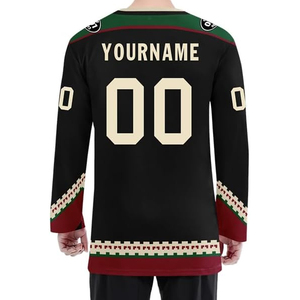 เสื้อฮอกกี้น้ำแข็งแบบกำหนดเองได้ตามต้องการ ผู้ผลิต OEM สหรัฐอเมริกา ขายส่งชุดฮอกกี้ทีม ปักโลโก้ด้วยเทคนิค Sublimation จำนวนมาก 100% - Product Image 6