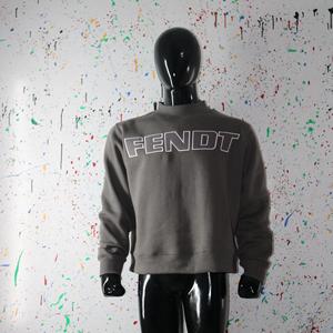 Sweat-shirt à col montant gris foncé FENDT, 100% gris foncé, broderie appliquée, col large, fils fins - Product Image 2