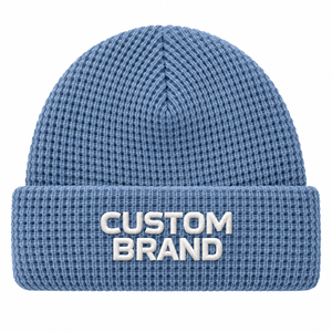 <b>Knitted</b> Custom Logo Waffle Knit <b>Beanie</b> Hats Wholesale Winter Cuffed Caps Unisex Ribbed Knit Hats Custom Brand <b>Beanies</b> - Product Image 5