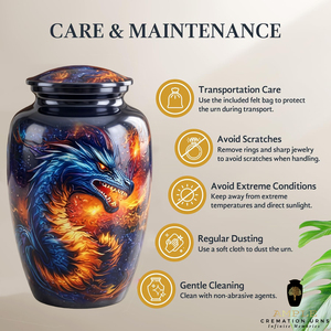 โกศบรรจุอัฐิรูปมังกรสำหรับผู้ใหญ่ ทำด้วยมือจากอะลูมิเนียม โกศที่ระลึกแฟนตาซี ความจุ 220 คิวบิกอินช์ เป็นมิตรกับสิ่งแวดล้อม - Product Image 6