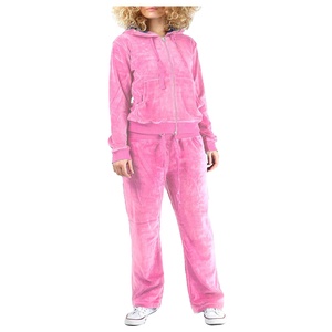 Traje deportivo de 2 piezas de terciopelo de invierno para mujer, Sudadera con capucha y cremallera estampada, pantalones de chándal de pierna ancha, traje deportivo informal de otoño 2026 - Product Image 5