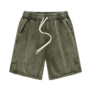 Shorts Bermuda en coton uni pour homme avec cordon de serrage à la taille et poches, style décontracté, tissu respirant, design taille mi-haute - Product Image 3