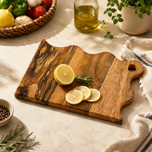 Planche à découper en bois artisanale avec poignée |   Planche à découper en bois de qualité supérieure |   Planche de service pour fromages, pains et charcuteries - Product Image 6