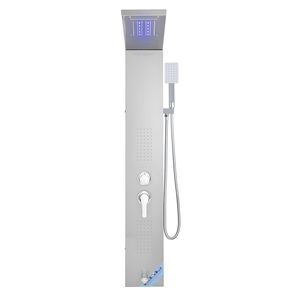 53 Brushed Stainless Steel <b>Shower</b> Column 5 Function Tower System Rainfall Waterfall <b>Shower</b> Head LED Fau-<b>Shower</b> Room <b>Accessories</b> - Product Image 3