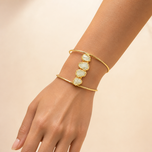 Wholesale Handmade Raw Four Stone Gold Plated Open Cuff <b>Bracelet</b> for Women Bohemian Fashion Jewelry - Product Image 4