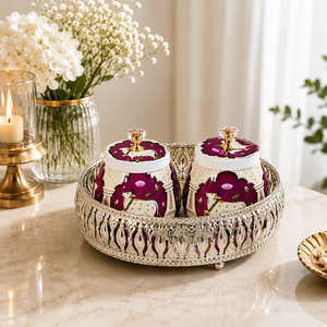 Panier en fer moderne fait main avec 2 bols décoratifs et couvercle |   Ensemble de décoration d'intérieur indien multifonctionnel en métal, idéal pour un cadeau - Product Image 6