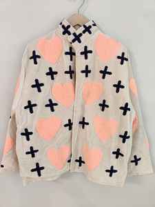 Veste d'hiver pour femme à manches courtes en velours rouge, broderie œil porte-bonheur et Suzani, faite à la main - Réversible, respirante, écologique - Product Image 5