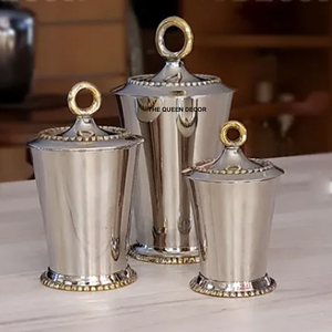 Style Herb & Spice <b>Tools</b> for Tableware Use Handmade Aluminum Metal Food Serving Canister Golden Casting - Product Image 6