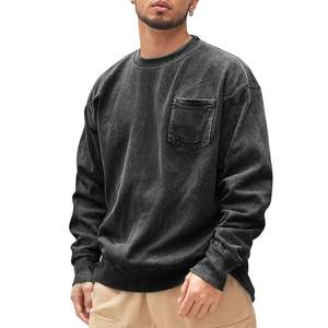 OEM Manufactured 380 GSM 100% Cotton Acid <b>Washed</b> Oversized Men's Sweatshirts with Pocket Premium Custom Embroidery Pullover - Product Image 2