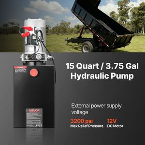 Unidad de Potencia Hidráulica de Acción Simple para Camiones Volquete, Bomba de 15 Cuartos con Presión Máxima de Alivio de 3200 PSI, Caudal de 0.91 GPM, 12V CC - Product Image 2
