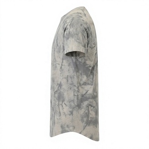 T-shirts décontractés d'été pour hommes du fabricant, à manches courtes, effet vieilli, bicolores, tricotés, 100 % coton, coupe oversize, effet brûlé, amples - Product Image 3
