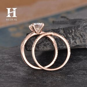 Conjunto de Anillos de Boda de Corte Redondo Moderno, 2 Piezas, con Diseño de Espiga Entrelazada y Corona, Oro de 10K/14K, Joyería Personalizada - Product Image 4