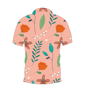 เสื้อโปโลพิมพ์ลายดอกไม้สีพีชสำหรับผู้ชาย แขนสั้นลำลอง แฟชั่นฤดูร้อน เสื้อกอล์ฟ - Product Image 2