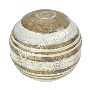 Décoration de table, boule en bois, objet artisanal, décoration de Noël, boule en bois, décoration intérieure de salon, décoration de la maison - Product Image 1