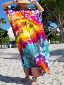 Kaftans de tinte de corbata ecológicos de moda, suministro al por mayor, de longitud hasta el suelo de último diseño caftanes, tejido natural respetuoso con la piel - Product Image 5