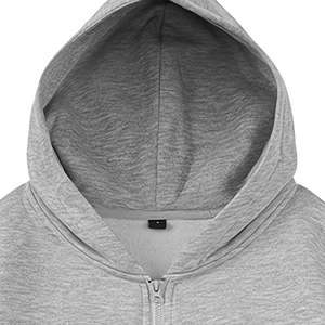 Sweat-shirt à capuche zippé personnalisé pour homme, gris uni, en molleton polyester/coton, coupe droite, délavé, durable, à prix abordable - Product Image 3
