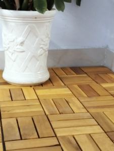 Plancher de terrasse en acacia, dimensions 30 x 30 cm, antidérapant, imperméable, facile à installer, décoration de jardin, terrasse, cour arrière, résistant aux intempéries - Product Image 5