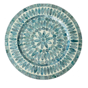 Waterproof MOP Shell Placemat Easy Clean Round Charger <b>Plate</b> for Indoor Outdoor Dining and Seaside Parties - Product Image 1