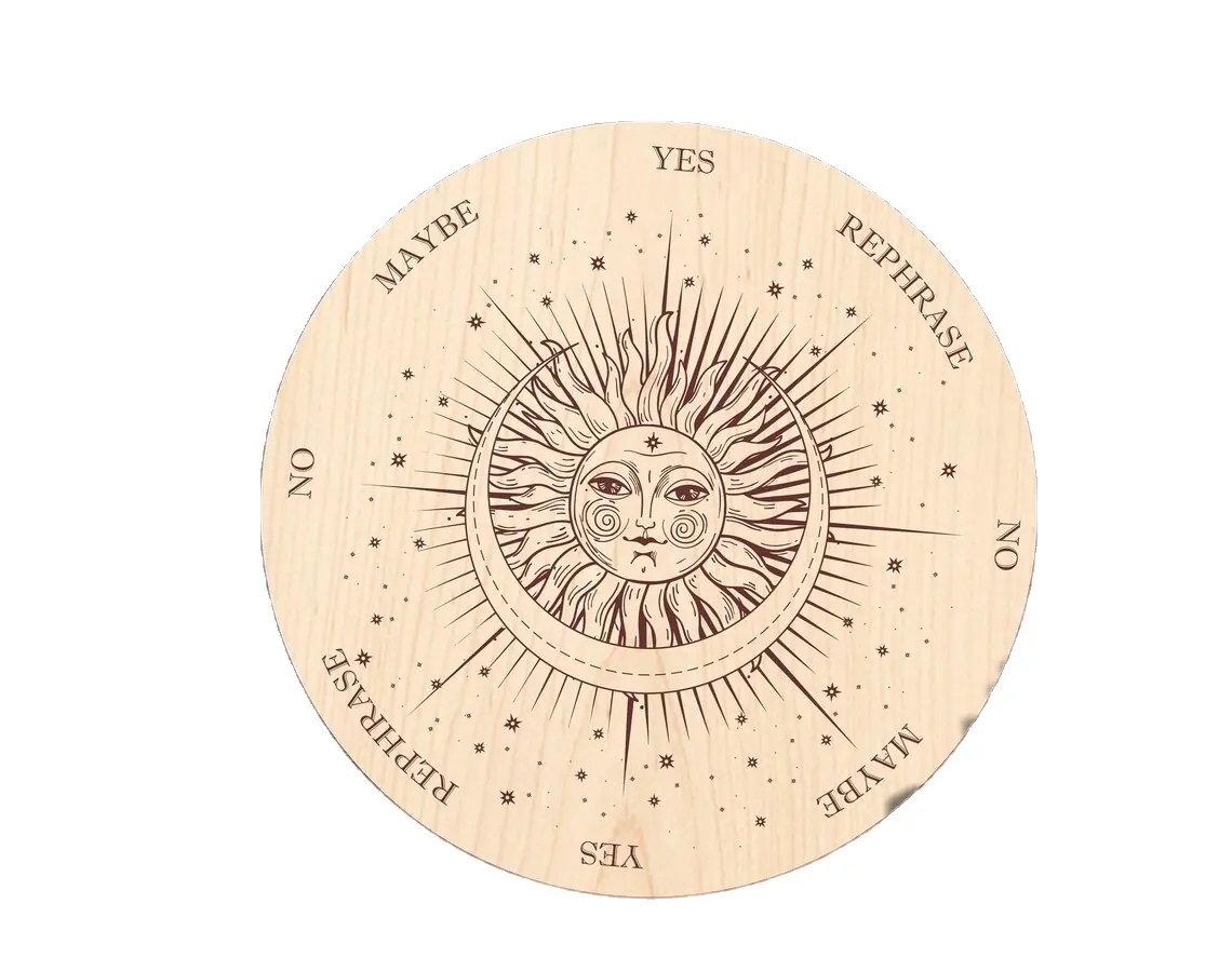 sun moon Engraved pendulum board for Sale Wooden Board manufacturer gemstone healing faceted pendulum supplier aamira agate