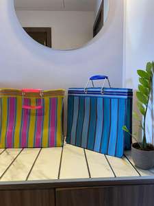 Bolsas de Compra Ecológicas Tejidas de PP a Rayas, Reutilizables, de Nailon, Polipropileno Reciclado, Hechas en India, Mini Bolsas Tejidas Sostenibles - Product Image 3