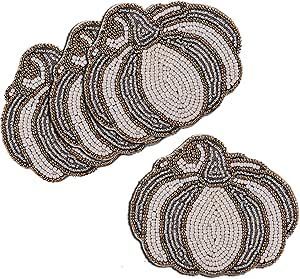 Cute <b>Round</b> Beaded Coaster Set Modern Design Durable Handmade Drink Coasters <b>Table</b> <b>Mat</b> Autumn Decor - Product Image 2