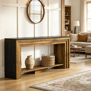 Table console rustique en teck pour l'ameublement de la maison avec un design moderne et un espace de rangement - Product Image 4