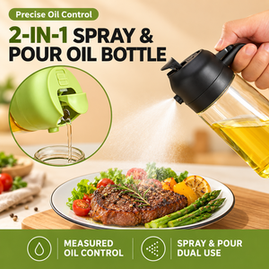 Offre Spéciale : Pulvérisateur et Distributeur d'Huile 2-en-1 en Verre – Bouteille Vaporisateur d'Huile d'Olive pour Cuisine, Friteuse à Air, Barbecue – Gadget de Cuisine - Product Image 1