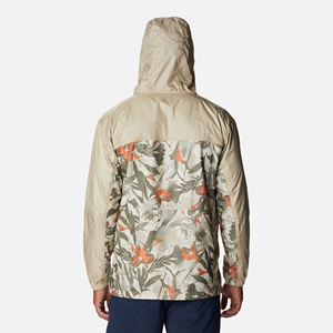 Veste coupe-vent à capuche pour homme, imprimé floral, légère, fermeture éclair sur le devant, style décontracté d'été, coupe régulière, en polyester - Product Image 3