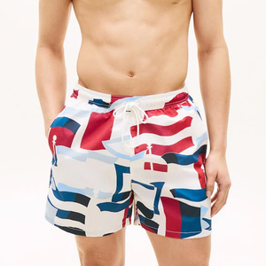 Shorts de Baño para Hombre con Estampado Geométrico, Cintura Media, Cordón Ajustable, Secado Rápido, Estilo Casual - Product Image 2
